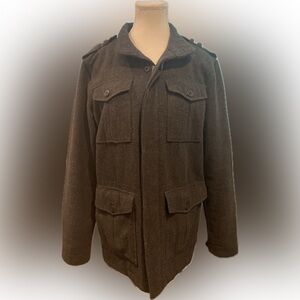 Old Navy Jacket Men S Gray Wool Blend Barn Chore Military Academia Heritage Y2K